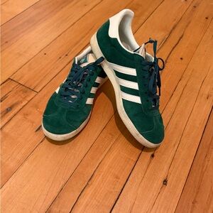 Adidas Green and White Gazelle Sneakers